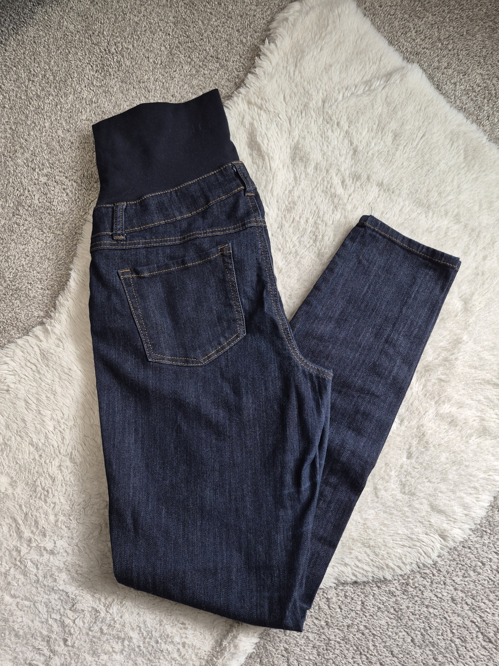 Thyme Maternity Dark Blue Stretch Denim Jeans with Knit Waistband